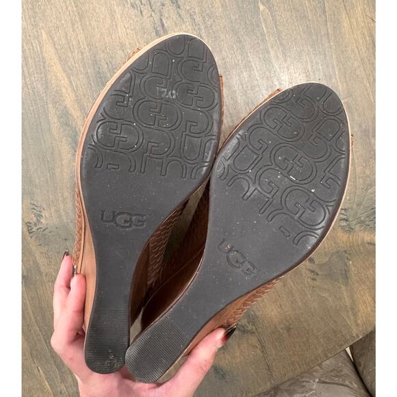 Ugg Leather Peep Toe Wedge Heels - Womens US Size 9 - Picture 8 of 8